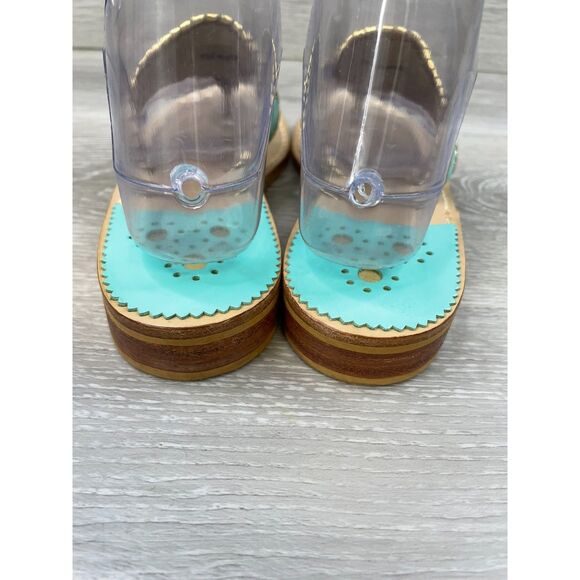 Jack Rogers Hollis Women's 7 Blue Thong Leather Sandal Casual Block Heel Slip-On - Picture 4 of 10